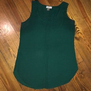 LOFT green black checkered tank top